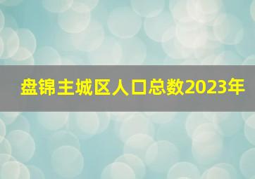 盘锦主城区人口总数2023年