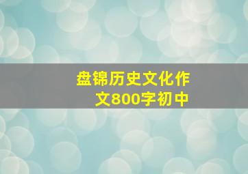 盘锦历史文化作文800字初中