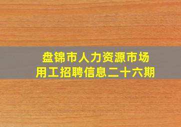 盘锦市人力资源市场用工招聘信息二十六期