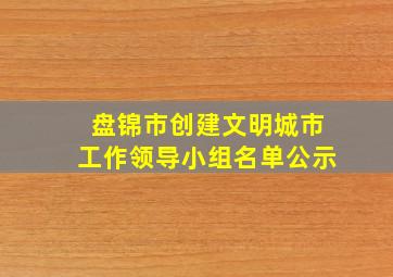 盘锦市创建文明城市工作领导小组名单公示