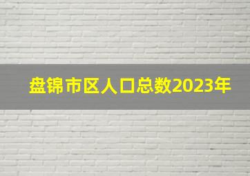 盘锦市区人口总数2023年