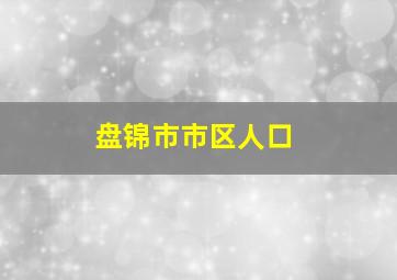 盘锦市市区人口