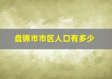 盘锦市市区人口有多少