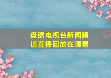 盘锦电视台新闻频道直播回放在哪看