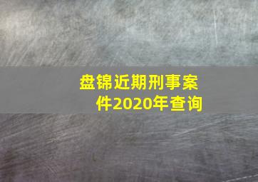 盘锦近期刑事案件2020年查询