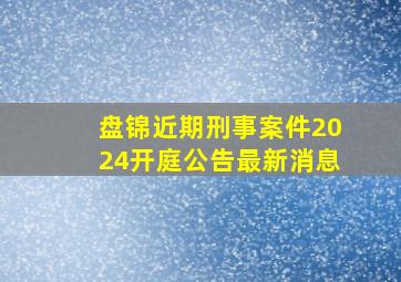 盘锦近期刑事案件2024开庭公告最新消息