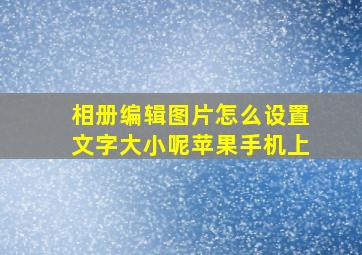 相册编辑图片怎么设置文字大小呢苹果手机上