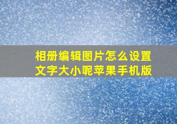 相册编辑图片怎么设置文字大小呢苹果手机版