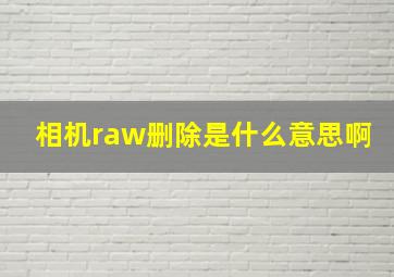 相机raw删除是什么意思啊