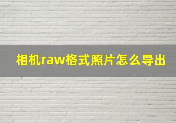 相机raw格式照片怎么导出