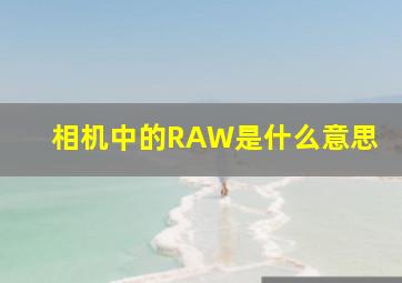 相机中的RAW是什么意思