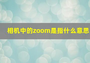 相机中的zoom是指什么意思