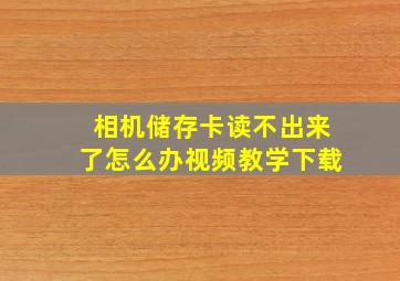 相机储存卡读不出来了怎么办视频教学下载