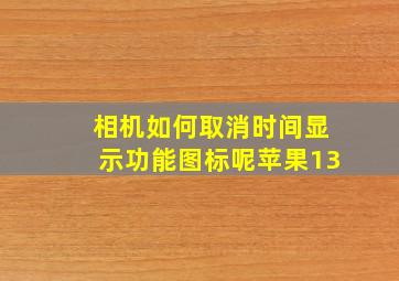 相机如何取消时间显示功能图标呢苹果13