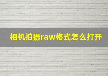 相机拍摄raw格式怎么打开