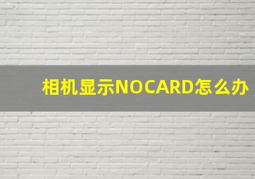 相机显示NOCARD怎么办