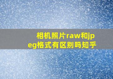 相机照片raw和jpeg格式有区别吗知乎