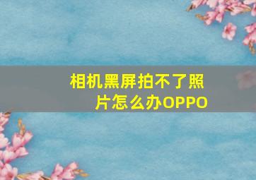 相机黑屏拍不了照片怎么办OPPO