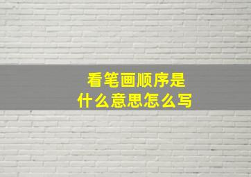 看笔画顺序是什么意思怎么写