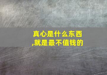 真心是什么东西,就是最不值钱的