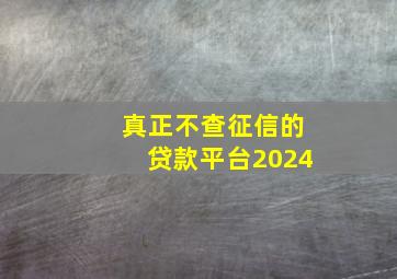 真正不查征信的贷款平台2024