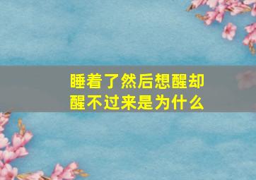 睡着了然后想醒却醒不过来是为什么