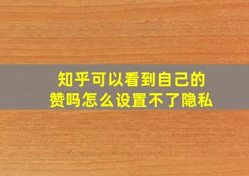 知乎可以看到自己的赞吗怎么设置不了隐私