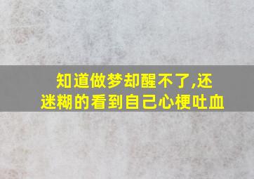 知道做梦却醒不了,还迷糊的看到自己心梗吐血