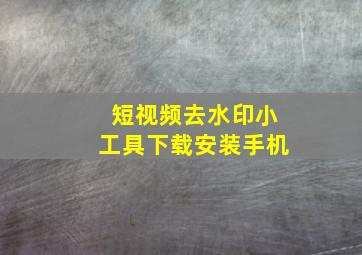 短视频去水印小工具下载安装手机