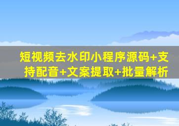 短视频去水印小程序源码+支持配音+文案提取+批量解析