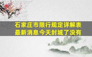 石家庄市限行规定详解表最新消息今天封城了没有