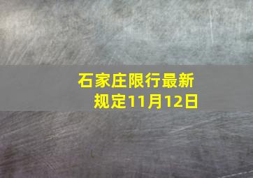 石家庄限行最新规定11月12日