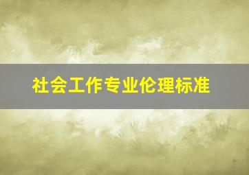 社会工作专业伦理标准