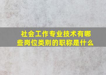 社会工作专业技术有哪些岗位类别的职称是什么