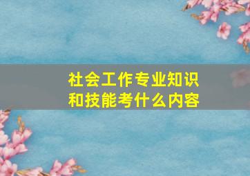 社会工作专业知识和技能考什么内容