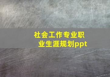 社会工作专业职业生涯规划ppt