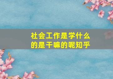 社会工作是学什么的是干嘛的呢知乎