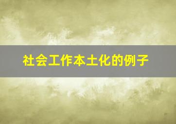 社会工作本土化的例子