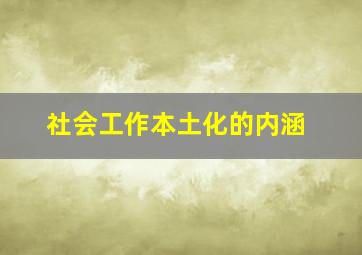 社会工作本土化的内涵