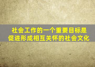 社会工作的一个重要目标是促进形成相互关怀的社会文化