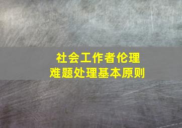 社会工作者伦理难题处理基本原则