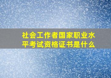 社会工作者国家职业水平考试资格证书是什么