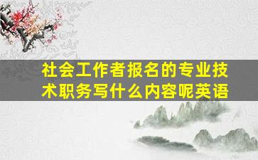 社会工作者报名的专业技术职务写什么内容呢英语