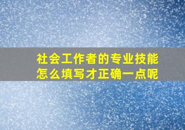 社会工作者的专业技能怎么填写才正确一点呢