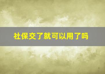 社保交了就可以用了吗