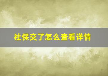 社保交了怎么查看详情