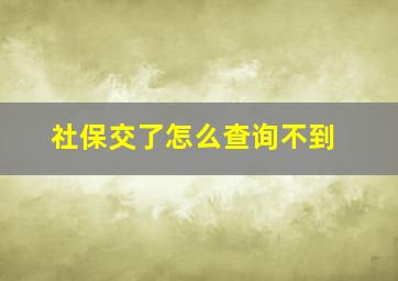 社保交了怎么查询不到