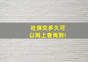 社保交多久可以网上查询到!