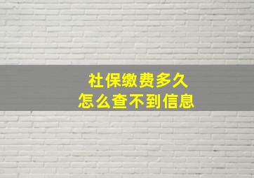 社保缴费多久怎么查不到信息