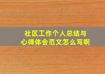 社区工作个人总结与心得体会范文怎么写啊